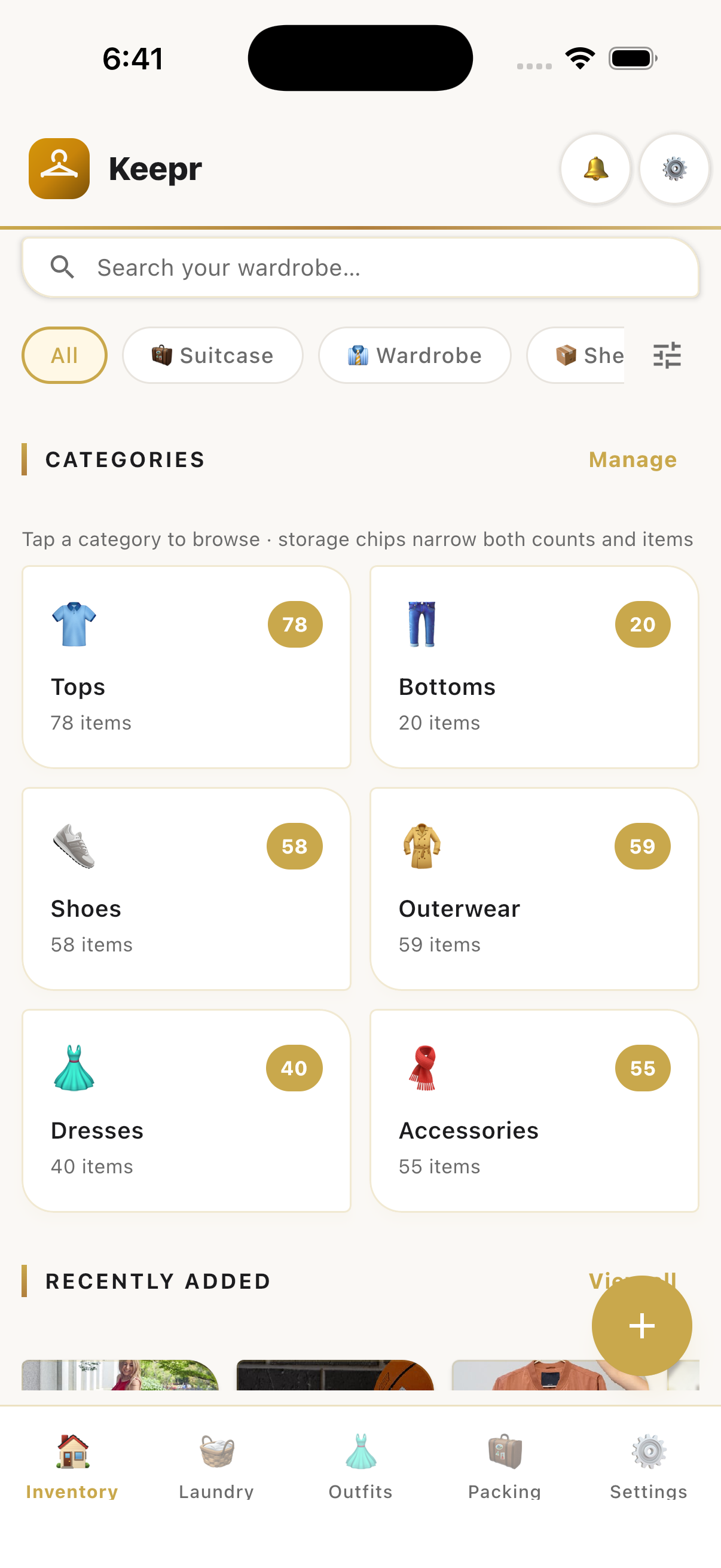 Wardrobe inventory